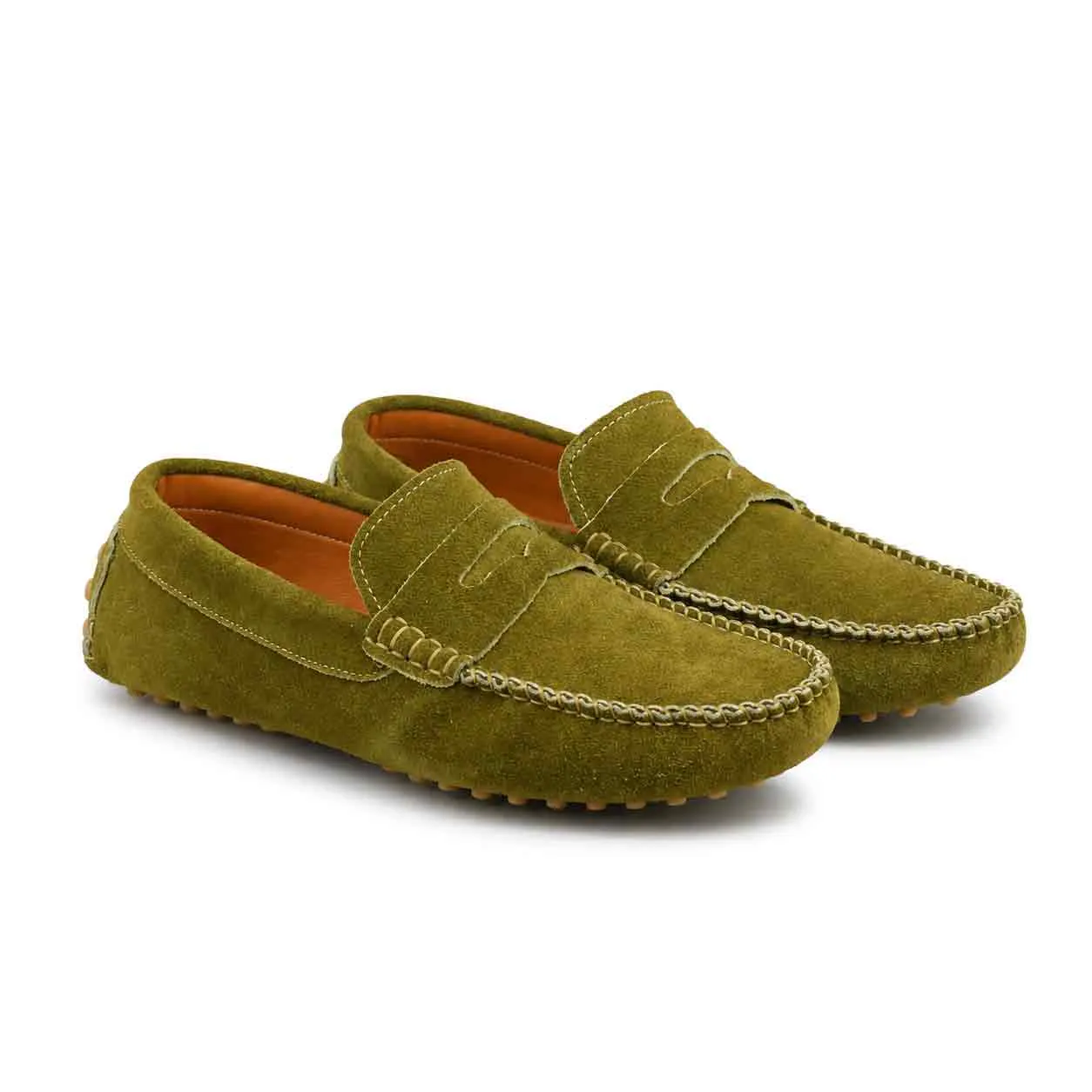 Moccasin pour homme confort 003-5 vert daim   miniature